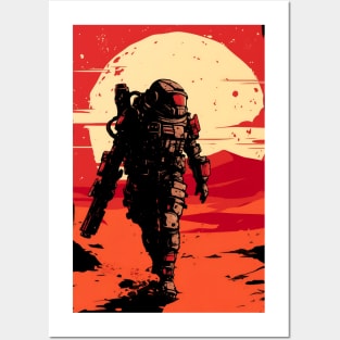 Solitary Marine on Mars - Scifi Posters and Art